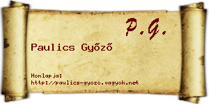 Paulics Győző névjegykártya