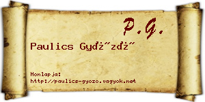 Paulics Győző névjegykártya